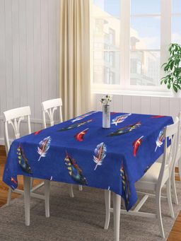 ARRABI - Blue Leaf Tc Cotton Blend Table Cover (6 Seater)