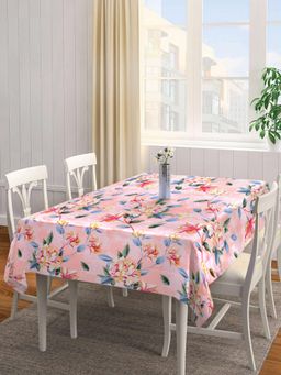 ARRABI - Peach Floral Tc Cotton Blend Table Cover (6 Seater)