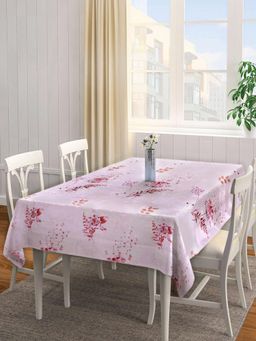 ARRABI - Pink Floral Tc Cotton Blend Table Cover (6 Seater)