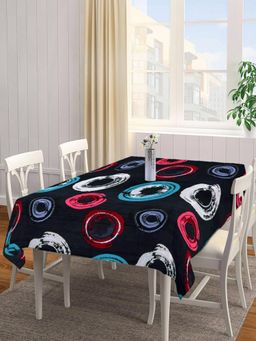ARRABI - Black Geometric Tc Cotton Blend Table Cover (6 Seater)