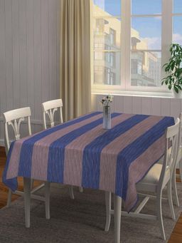ARRABI - Multicolor Stripes Handwoven Cotton Table Cover (6 Seater)