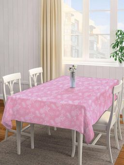 ARRABI - Pink Floral Tc Cotton Blend Table Cover (6 Seater)