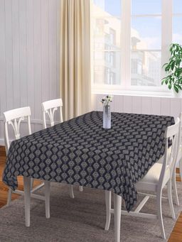 ARRABI - Black Indian Handwoven Cotton Table Cover (8 Seater)
