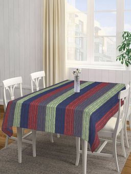 ARRABI - Multicolor Stripes Handwoven Cotton Table Cover (8 Seater)
