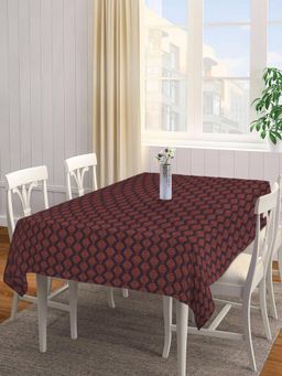 ARRABI - Brown Indian Handwoven Cotton Table Cover (8 Seater)