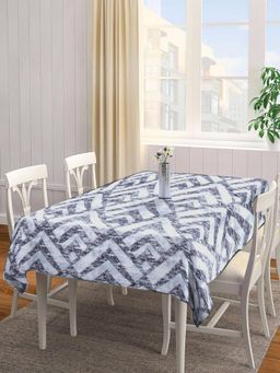 ARRABI - Grey Graphic Tc Cotton Blend Table Cover (6 Seater)