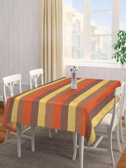 ARRABI - Multicolor Stripes Handwoven Cotton Table Cover (8 Seater)