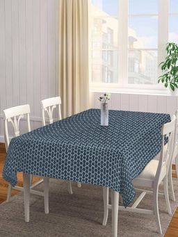 ARRABI - Green Geometric Handwoven Cotton Table Cover (8 Seater)