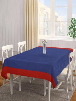 ARRABI - Blue Stripes Handwoven Cotton Table Cover (8 Seater)