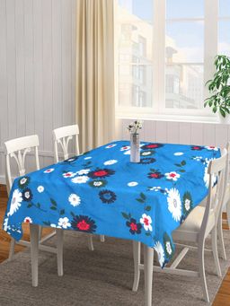 ARRABI - Blue Floral Tc Cotton Blend Table Cover (8 Seater)