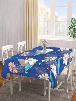 ARRABI - Blue Floral Tc Cotton Blend Table Cover (8 Seater)