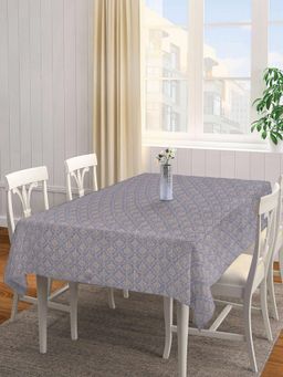 ARRABI - Grey Indian Handwoven Cotton Table Cover (8 Seater)