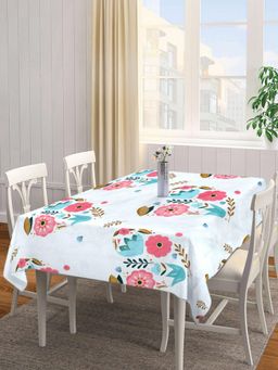 ARRABI - White Floral Tc Cotton Blend Table Cover