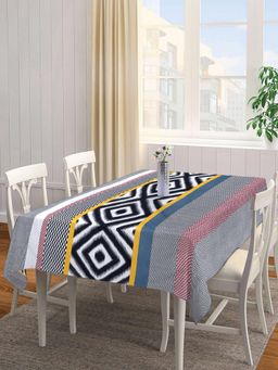 ARRABI - Multicolor Geometric Tc Cotton Blend Table Cover (6 Seater)