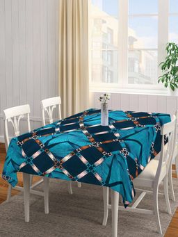 ARRABI - Blue Geometric Tc Cotton Blend Table Cover