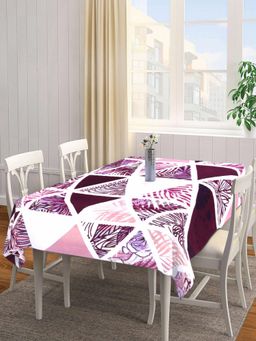ARRABI - Purple Geometric Tc Cotton Blend Table Cover (6 Seater)