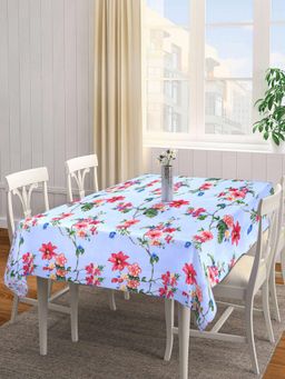 ARRABI - Blue Floral Tc Cotton Blend Table Cover (6 Seater)