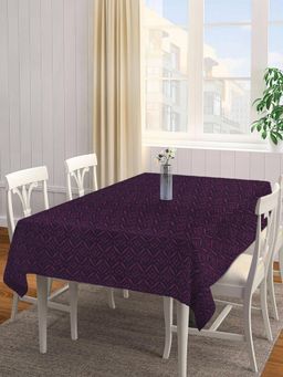 ARRABI - Purple Leaf Handwoven Cotton Table Cover (6 Seater)