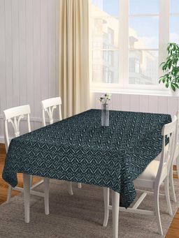ARRABI - Green Leaf Handwoven Cotton Table Cover (6 Seater)