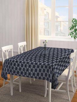 ARRABI - Black Geometric Handwoven Cotton Table Cover (8 Seater)