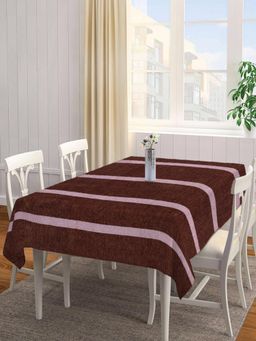 ARRABI - Brown Stripes Handwoven Cotton Table Cover (8 Seater)