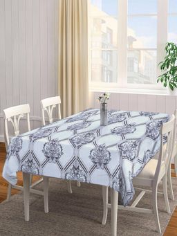ARRABI - Grey Indian Tc Cotton Blend Table Cover (6 Seater)