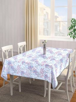 ARRABI - Blue Floral Tc Cotton Blend Table Cover (6 Seater)