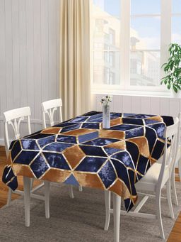 ARRABI - Brown Geometric Cotton Blend Table Cover (8 Seater)