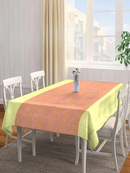 ARRABI - Yellow Stripes Handwoven Cotton Table Cover (8 Seater)