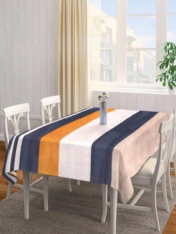 ARRABI - Multicolor Stripes Cotton Blend Table Cover (6 Seater)