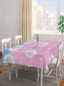 ARRABI - Pink Graphic Cotton Blend Table Cover (6 Seater)