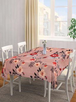 ARRABI - Brown Floral Cotton Blend Table Cover (6 Seater)
