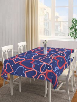 ARRABI - Blue Graphic Cotton Blend Table Cover (8 Seater)