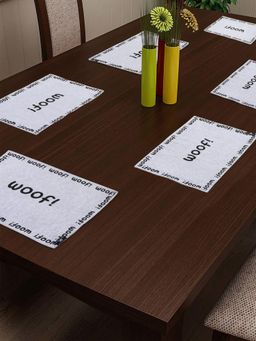 ARRABI - Grey Textured Cotton Blend Full Size Table Mat (Pack Of 6)