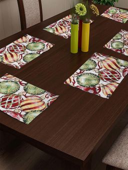 ARRABI - Multicolor Graphic Cotton Blend Full Size Table Mat (Pack Of 6)