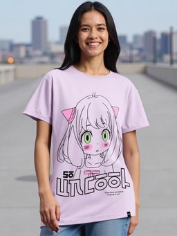 Bewakoof - Women's Purple So Uncool Graphic Printed Boyfriend T-shirt