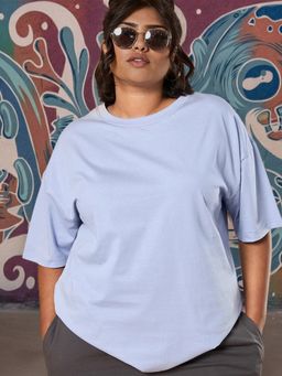 Bewakoof - Women's Baby Lavender Oversized Plus Size T-shirt