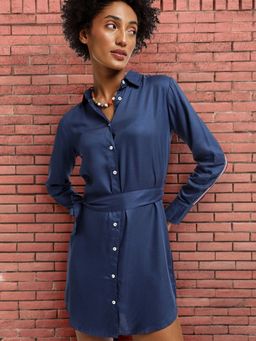 Bewakoof - Women's Blue Tape Tunic Dress