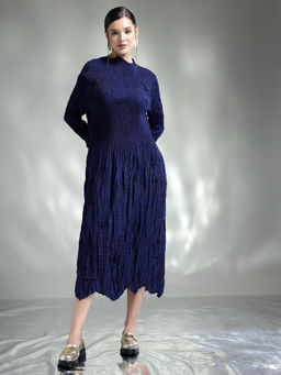 Onto by Aanchal - Blue Ember Midi Dress with Belt