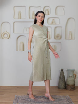 Onto by Aanchal - Green Enigma Metallic Midi Dress