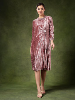 Onto by Aanchal - Pink Gaby Velvet Midi Dress