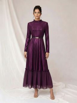 Onto by Aanchal - Purple Novelle Pleated Maxi Dress