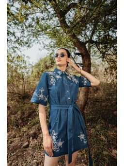 The Turner House - Applique Denim Shirt Dress