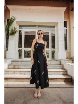 The Turner House - Black Embellished Midi Dress
