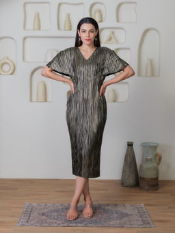 Onto by Aanchal - Charcoal Serenade Metallic Midi Dress