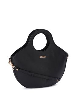 KLEIO - Vegan Leather Curved Carryall Handbag for Women - Black