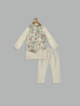MEHAK MURPANA - Ivory Printed Bundi And Kurta With Pant