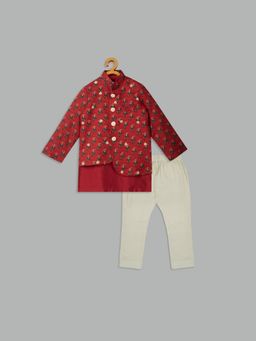 MEHAK MURPANA - Red Printed Jacket With Kurta And Pant