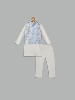 MEHAK MURPANA - Sky Blue Bundi With Kurta And Pant