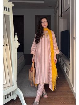 DOHR INDIA - Multi Colored Embroidered Kurta With Pant And Dupatta
